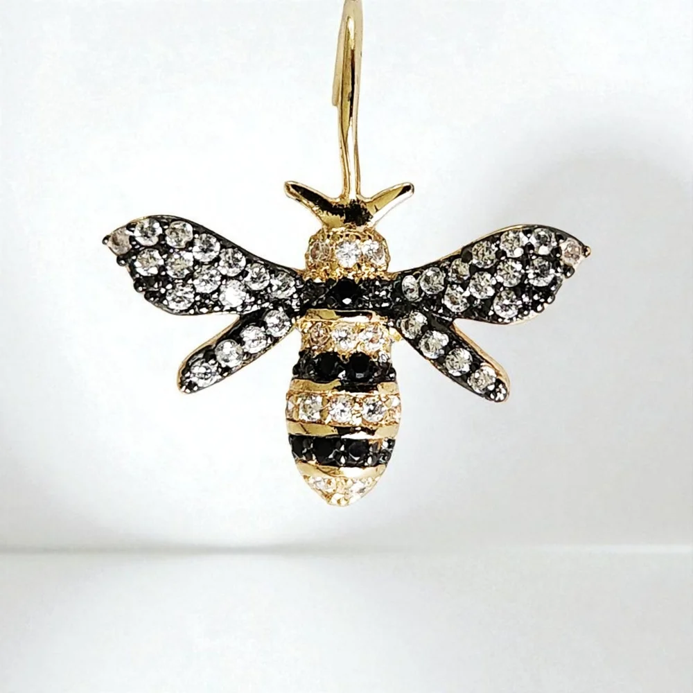 Kenneth Jay Lane Look Of Real Goldplated & Cubic Zirconia Bumble Bee Earrings